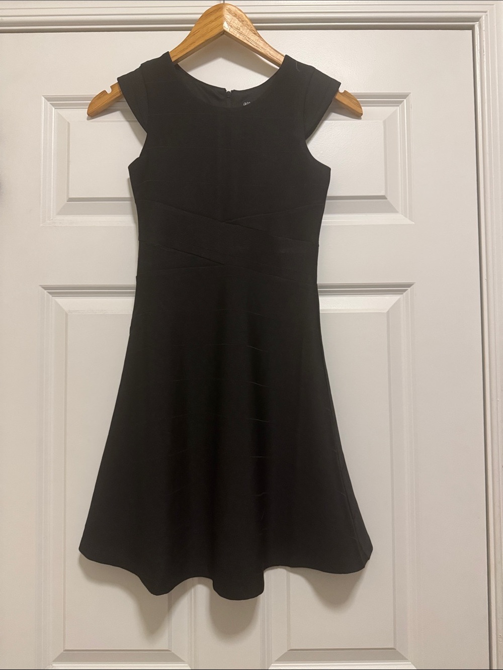 Girls' Black Cap-Sleeve Fit & Flare Dress